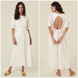 SPELL & The Gypsy Jolene Lace Cut Out MIDI Dress in Antique White Size L